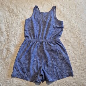 Athleta Girl size Large or 12 perwinkle tank romper, elastic waist 3 pockets EUC